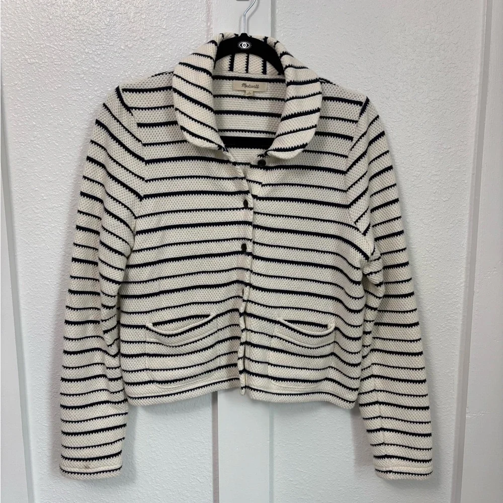 Madewell Navy and Cream Striped Knit - Picture 8 of 16